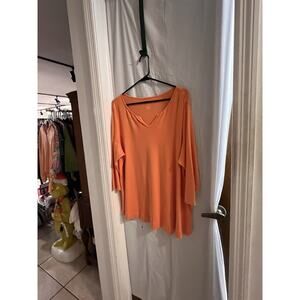 J Jill Orange Perfect Pima 3/4 Sleeve Shirt Tail Tee Size 2x